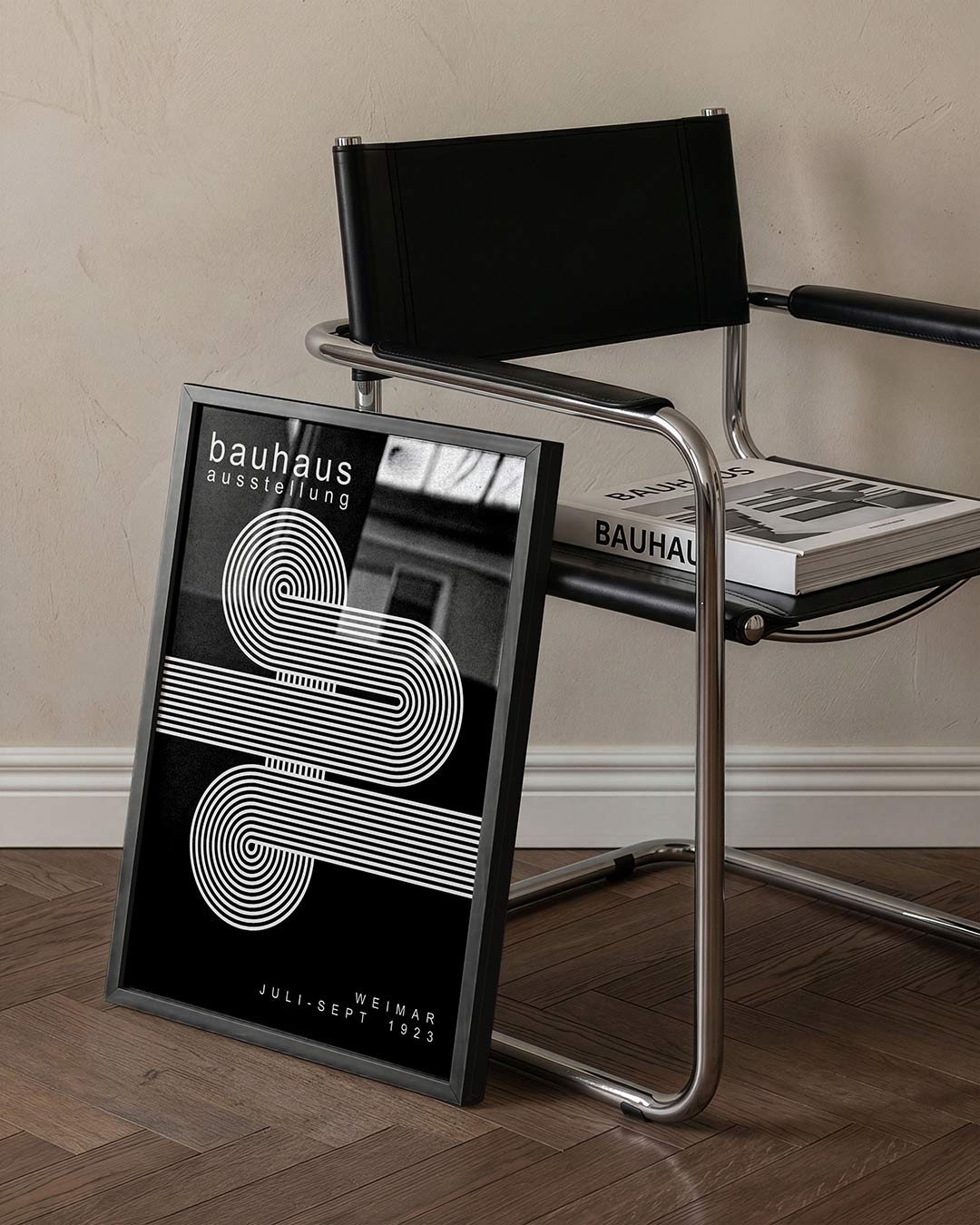 Lijnen en vormen – staande Bauhaus poster voor aan de muur