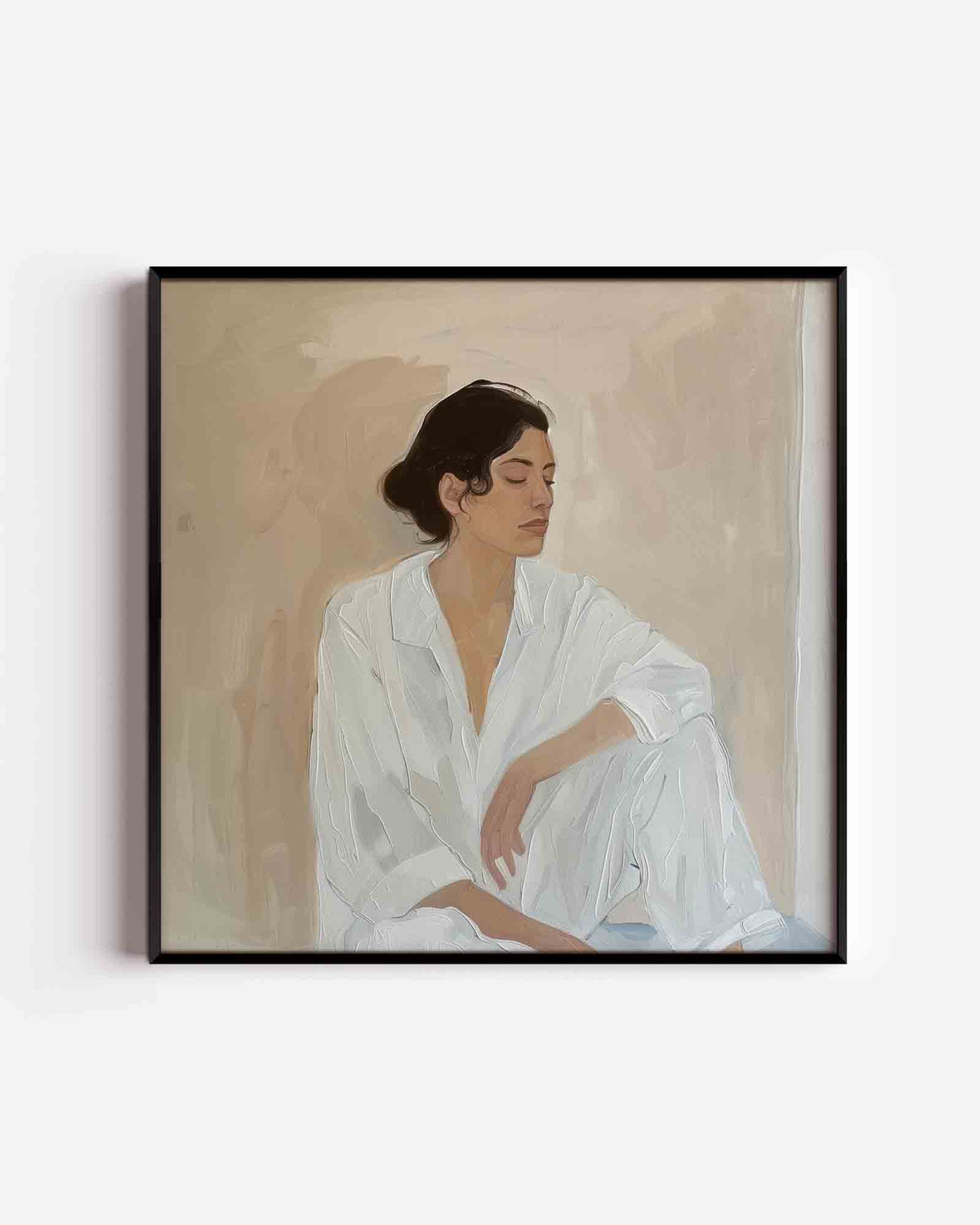 Vrouw in witte kleding – design vierkante poster als wanddecoratie