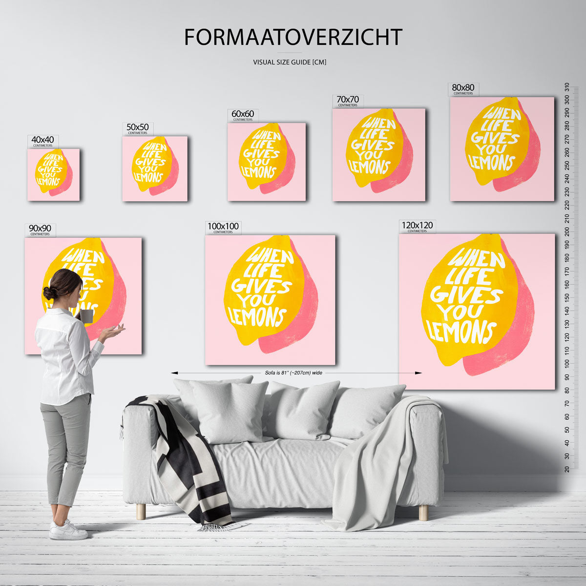 When life gives you lemons – vierkante muurposter voor keuken of eethoek