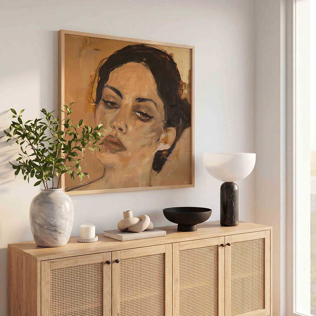 Vrouwelijk portret – kunst en design poster in vierkant formaat