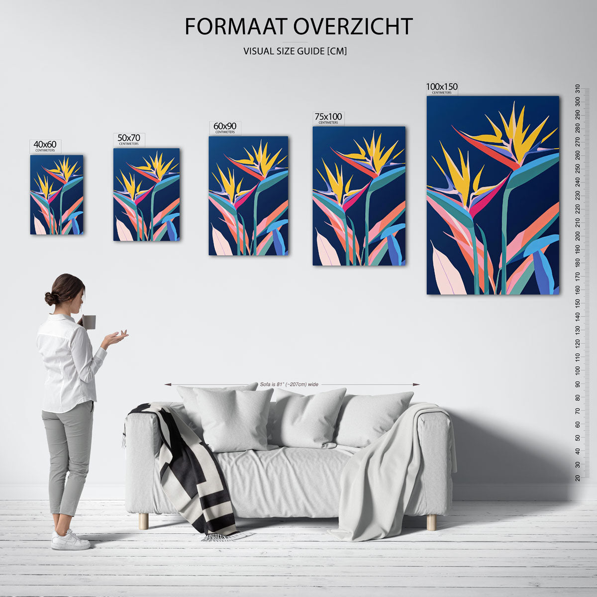 Vrolijke bloemen – staand wanddecoratie kunstwerk