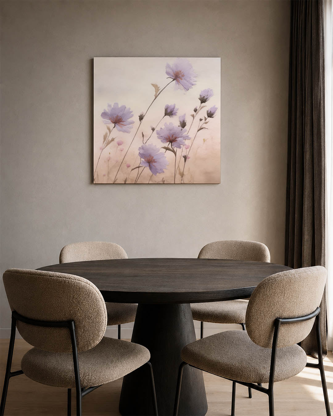 Bloemen in zachte tinten kunstwerk – derde productweergave – dit kunstwerk toont delicate bloemen in zachte tinten, met