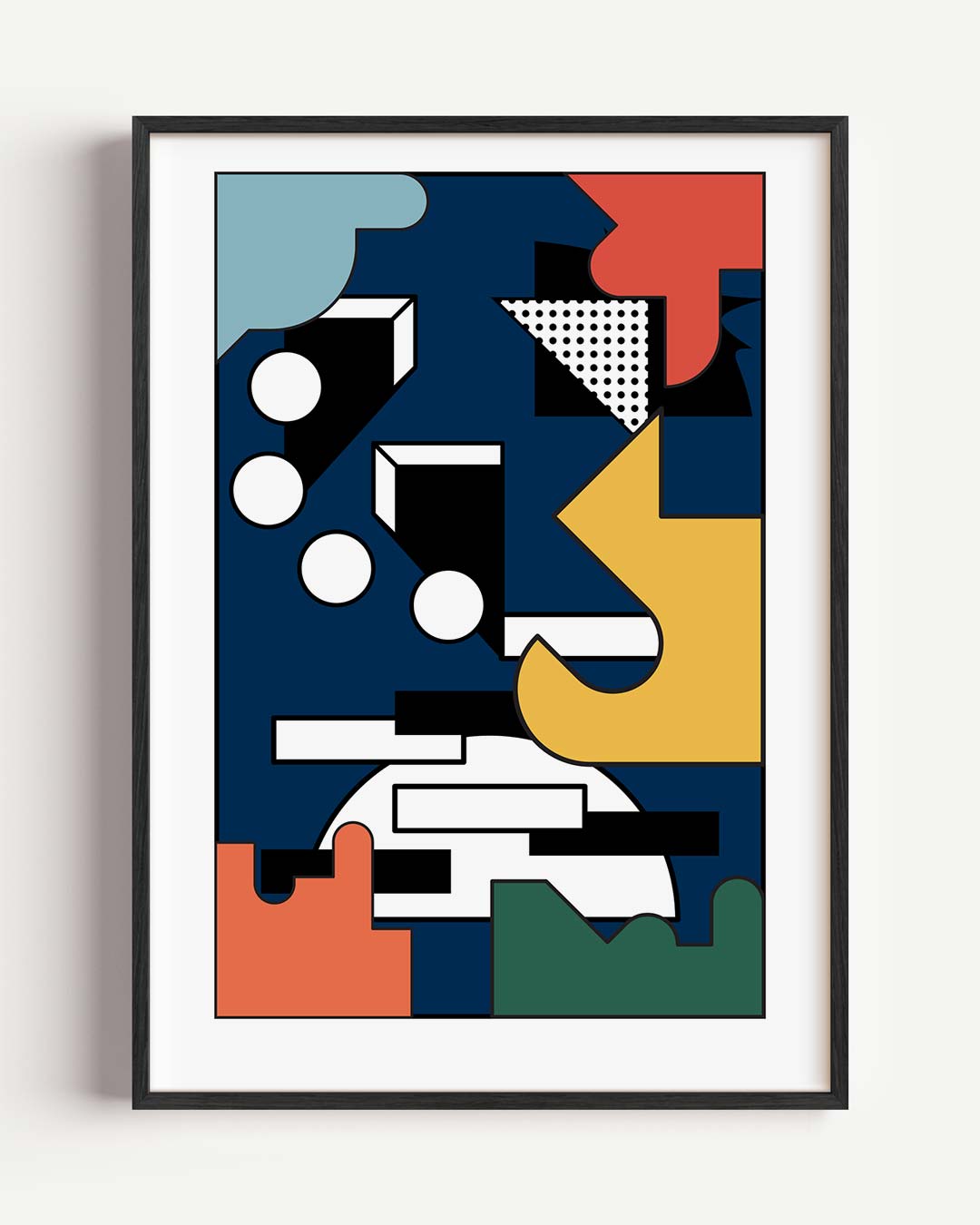 Retro Geometrische Kunstposter – kleurrijke abstracte portret poster als wanddecoratie