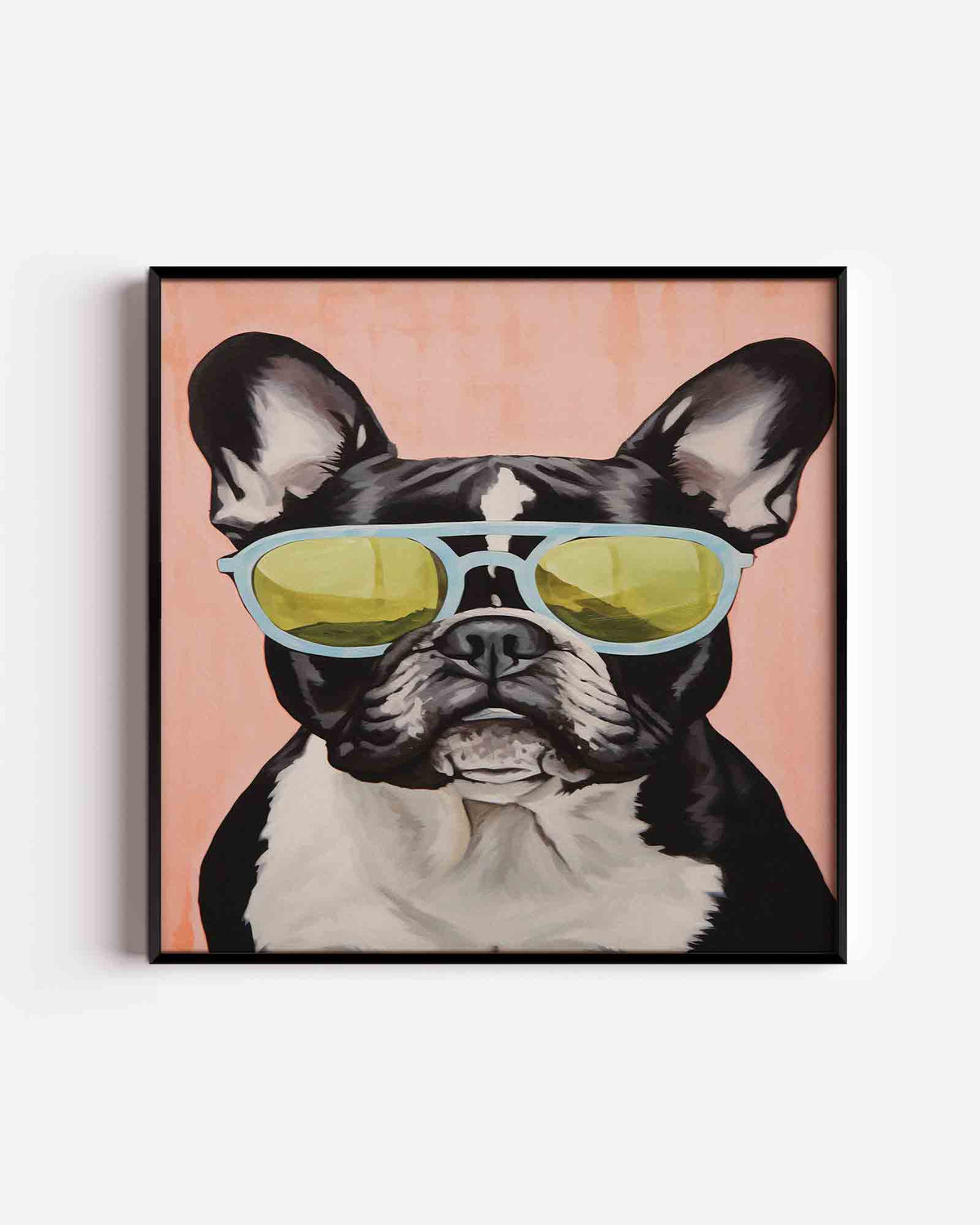 Hond met zonnebril – vierkante dierenposter als wanddecoratie