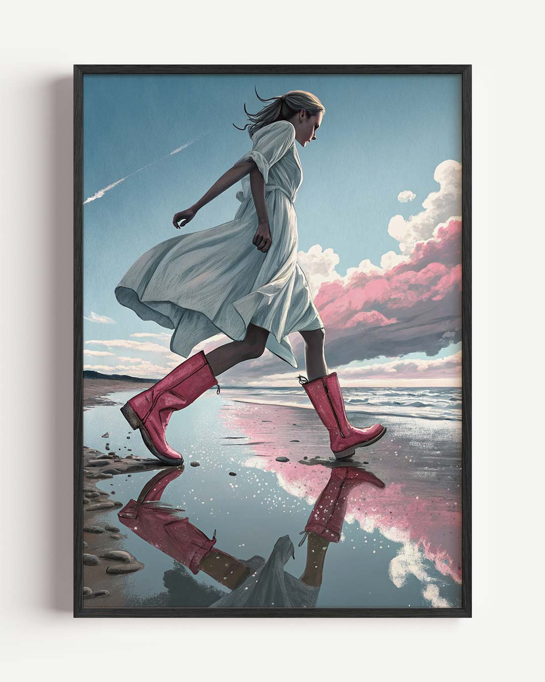Dromerige Strandwandeling – zomer portret poster als wanddecoratie