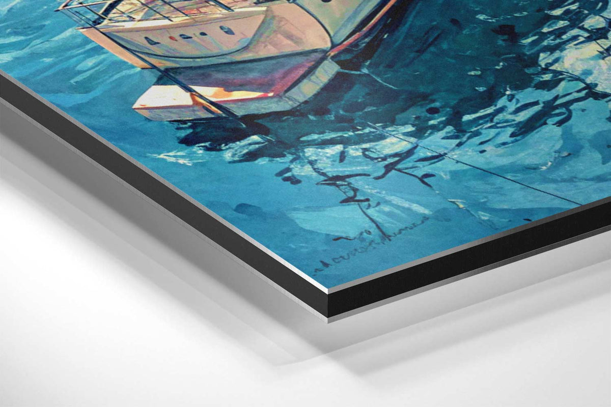Magische Havenscène bij Zonsondergang – canvas kunstwerk als wanddecoratie