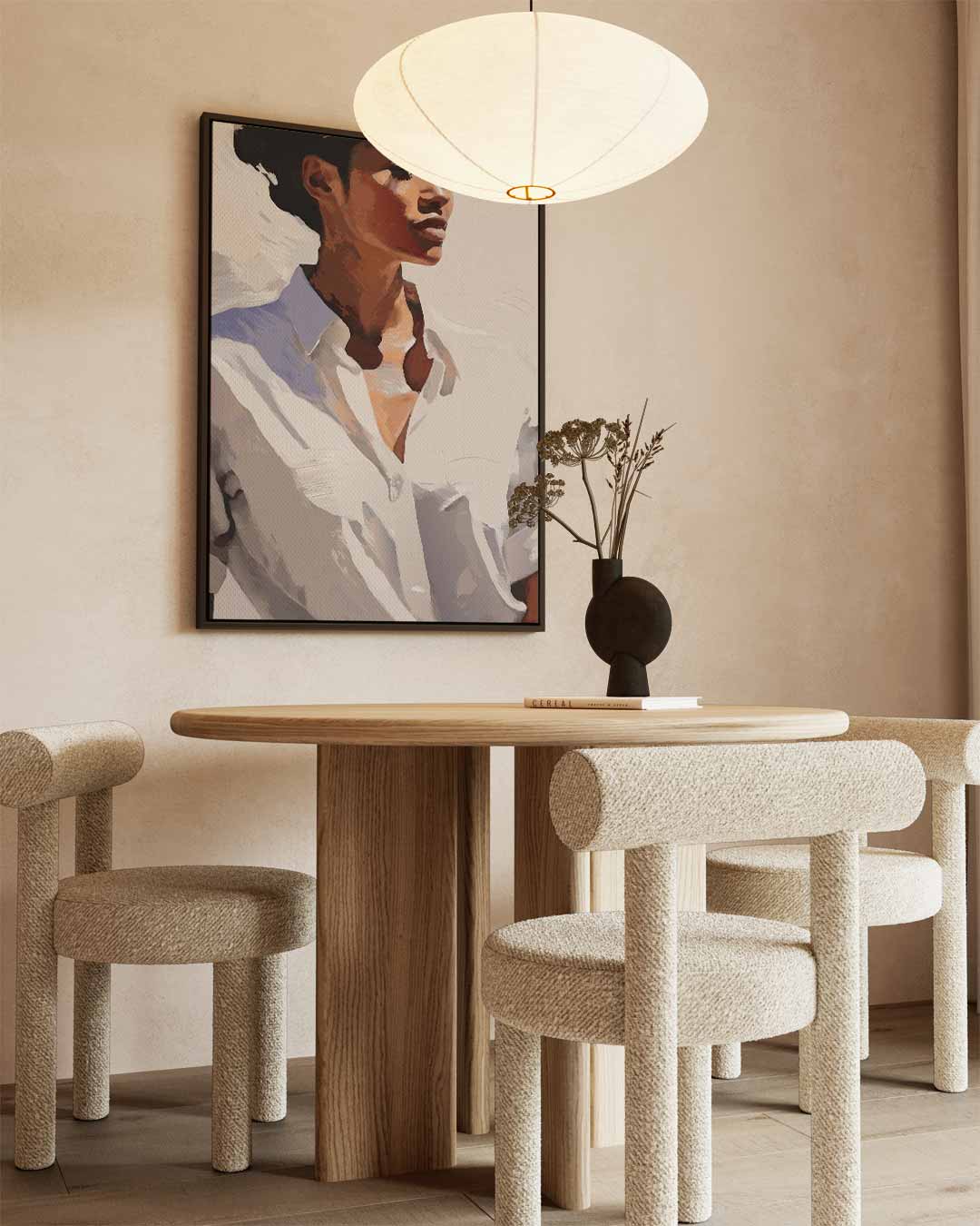 Elegantie in Wit – canvas wanddecoratie in portret formaat
