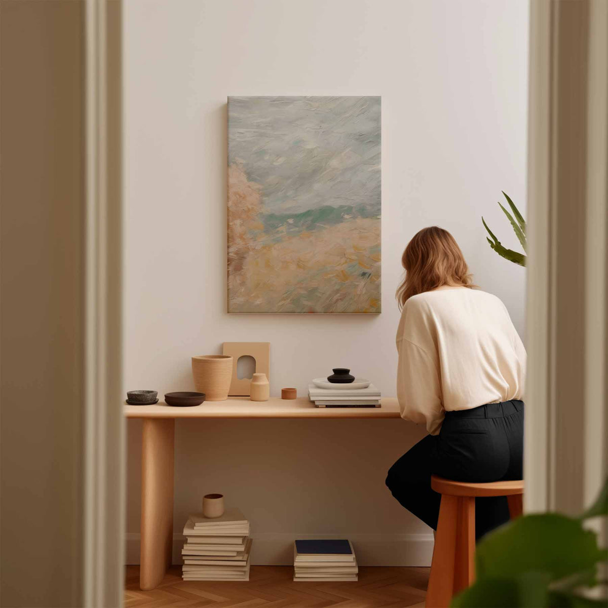 Zomers Veld in Pastel – canvas kunstwerk als wanddecoratie