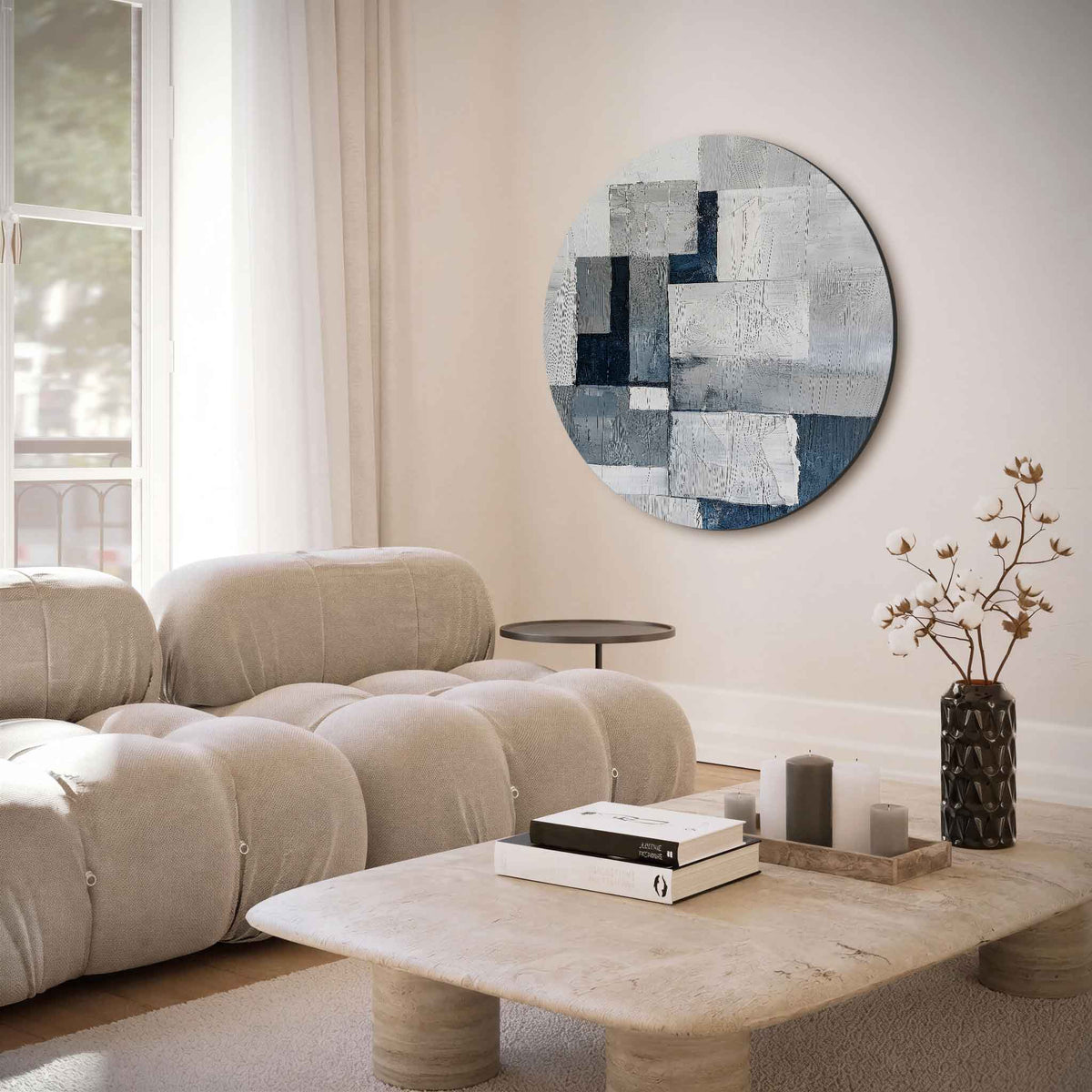 Abstracte rechthoeken – muurcirkel met abstracte texturen voor aan de muur