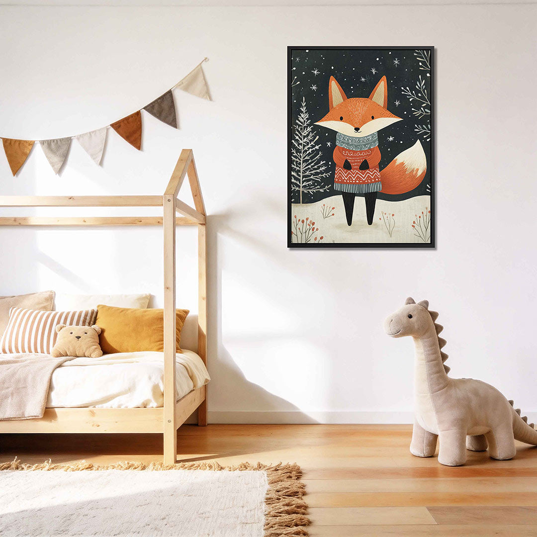Vrolijke vos illustratie – kunstwerk als stijlvolle wanddecoratie