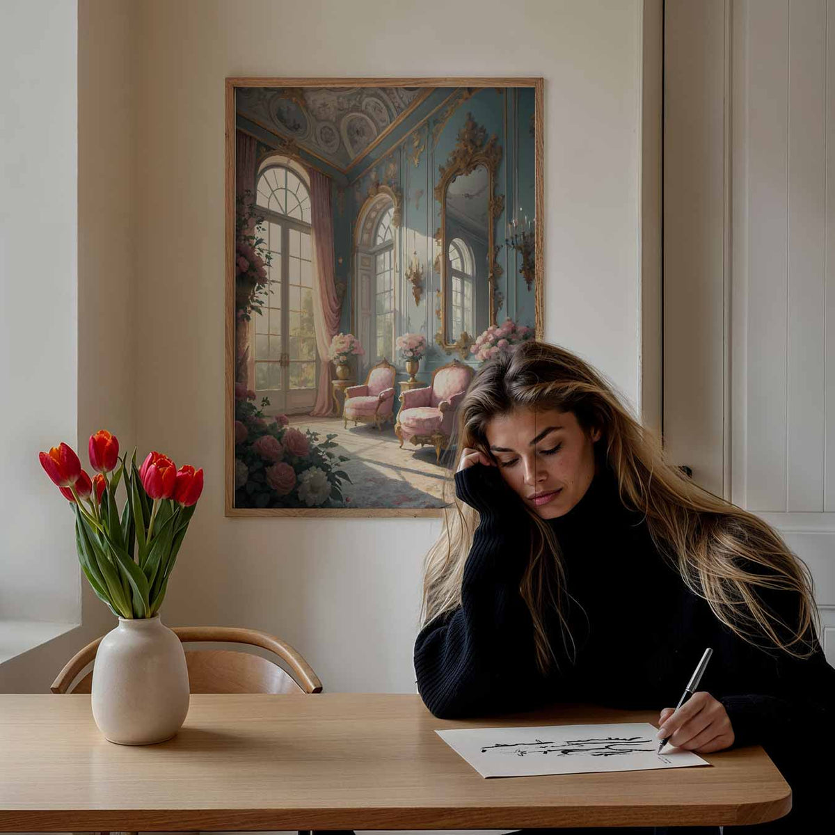 Romantische Bloemenkamer – paasposter in staand formaat