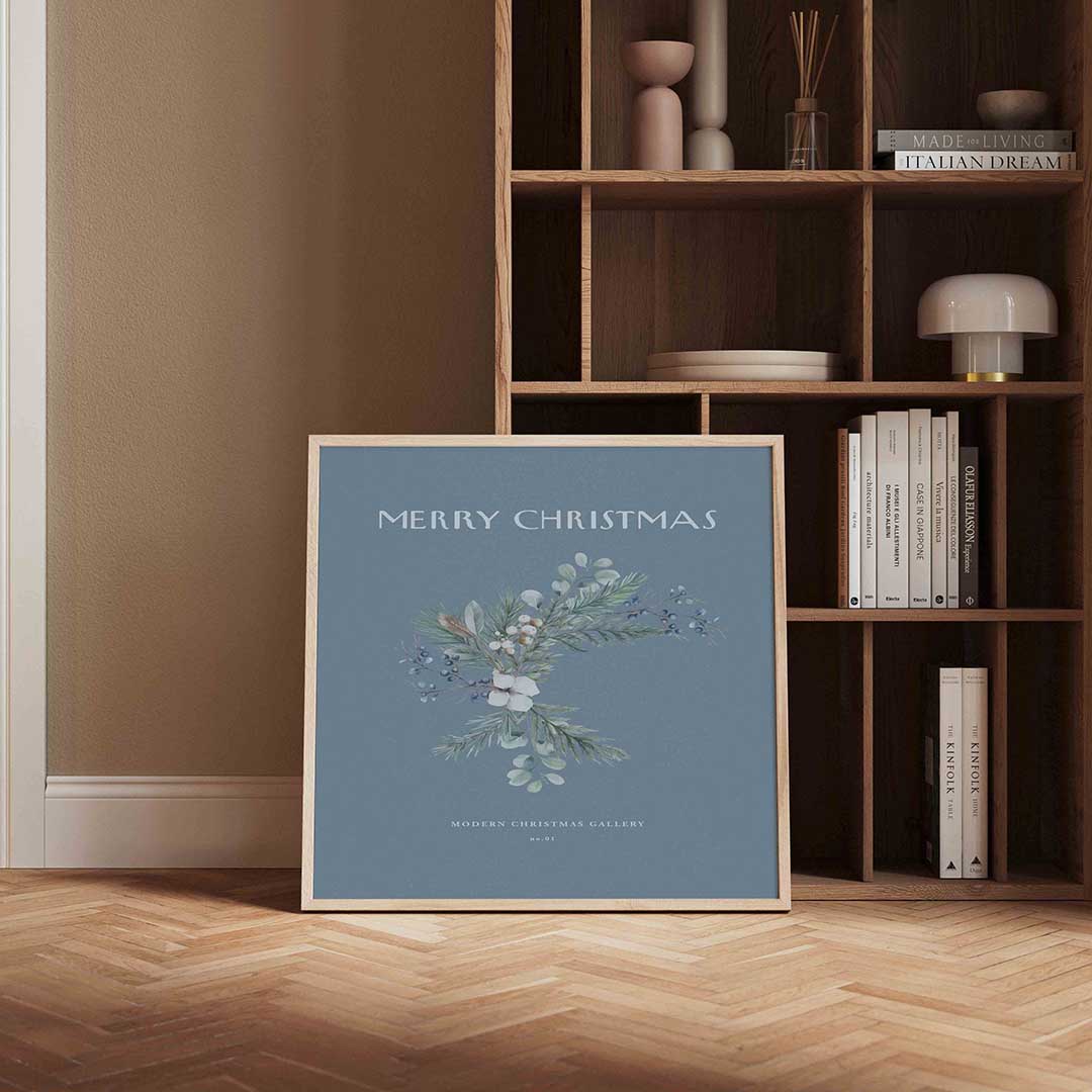 Kersttak met bessen – kerstposter in vierkant formaat