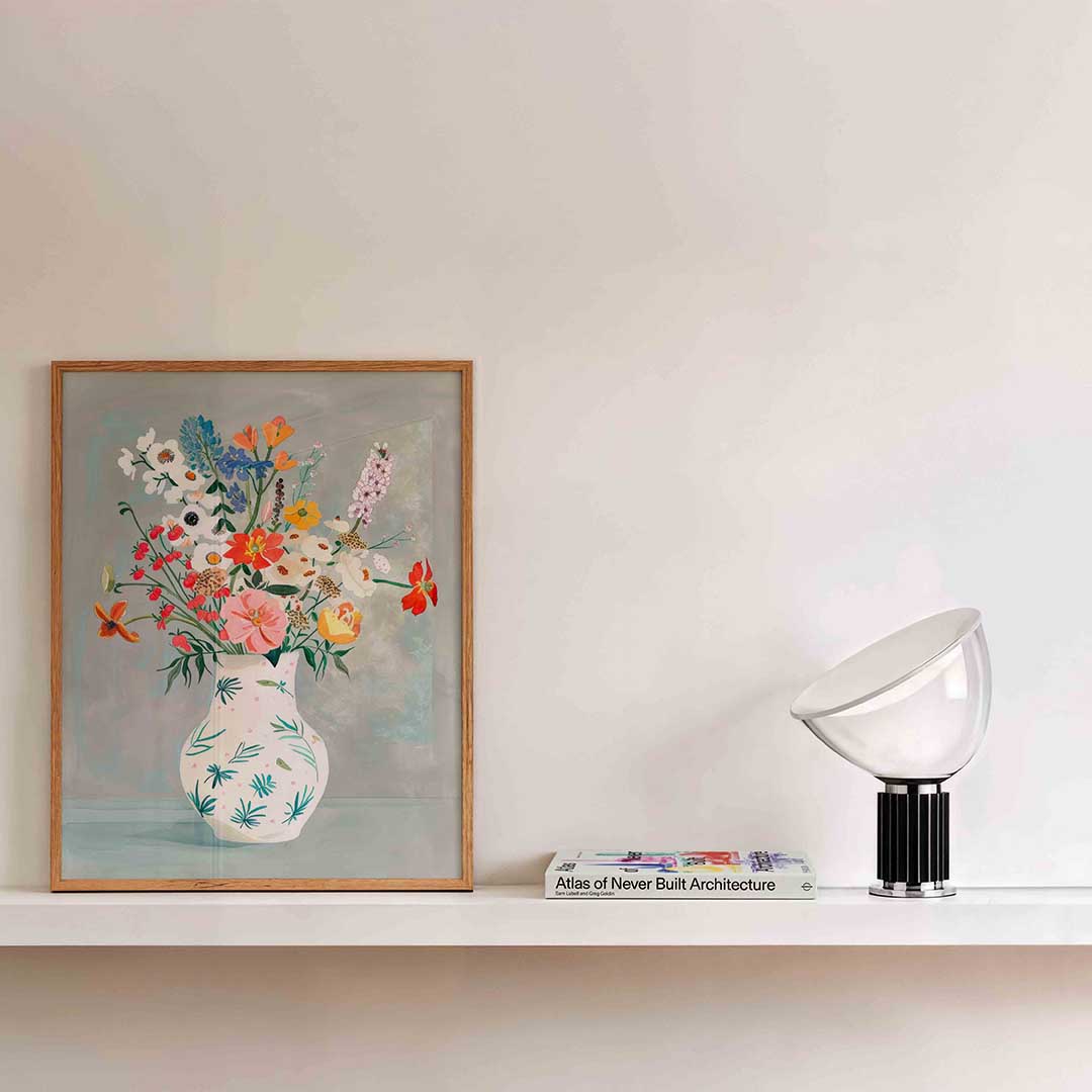 Bloemen in vaas – kleurrijke illustratie als portret poster