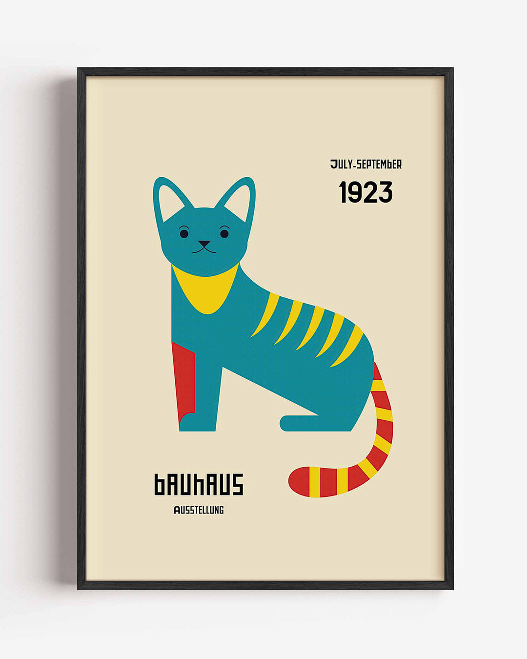 Kleurrijke kat – staande Bauhaus poster als wanddecoratie