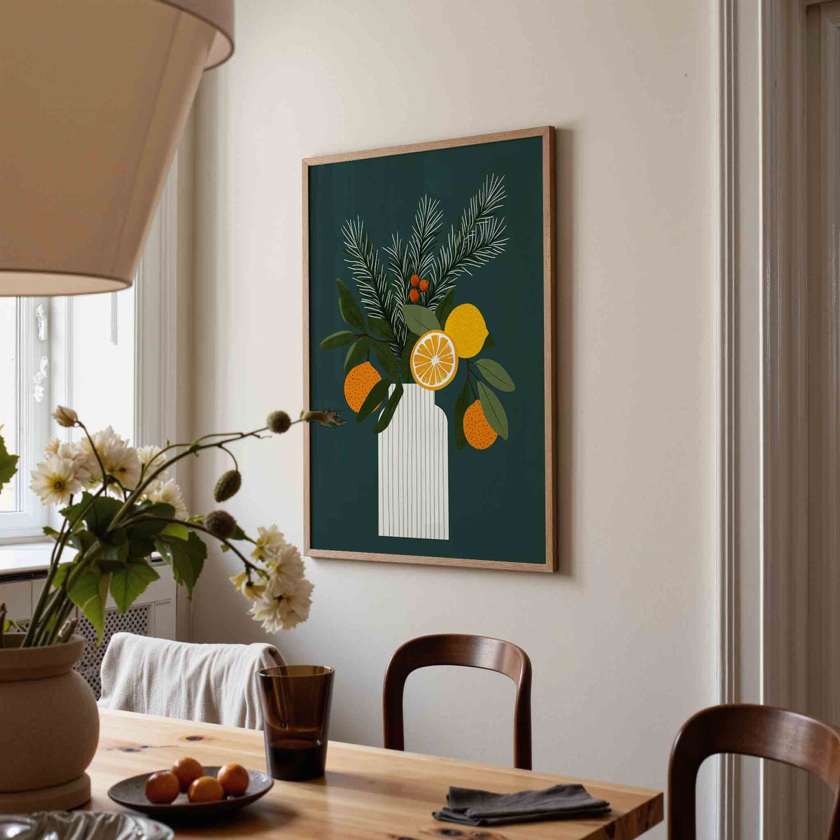 Citrus en dennentakken – kerstposter in staand formaat