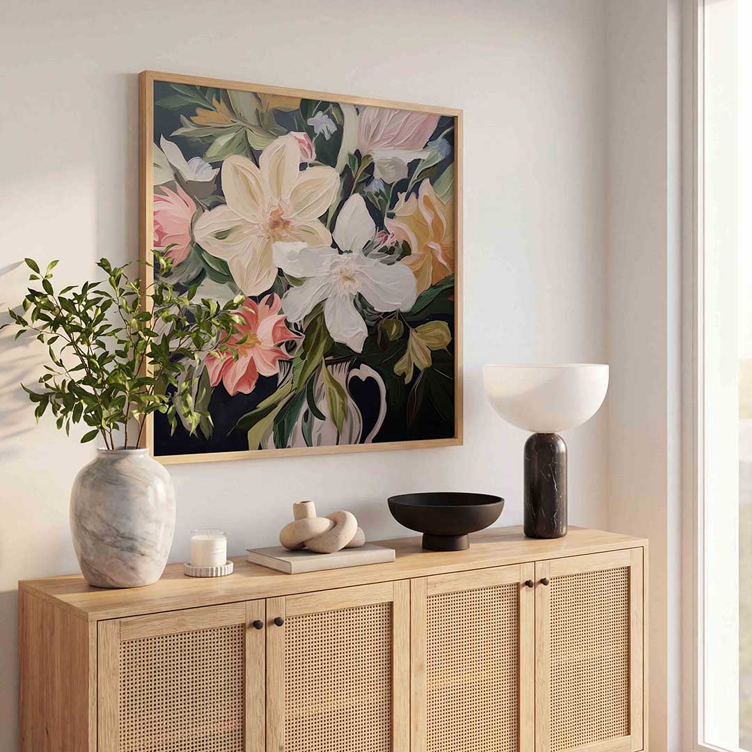 Bloemen in vaas – bloemen wandkunst als vierkante poster