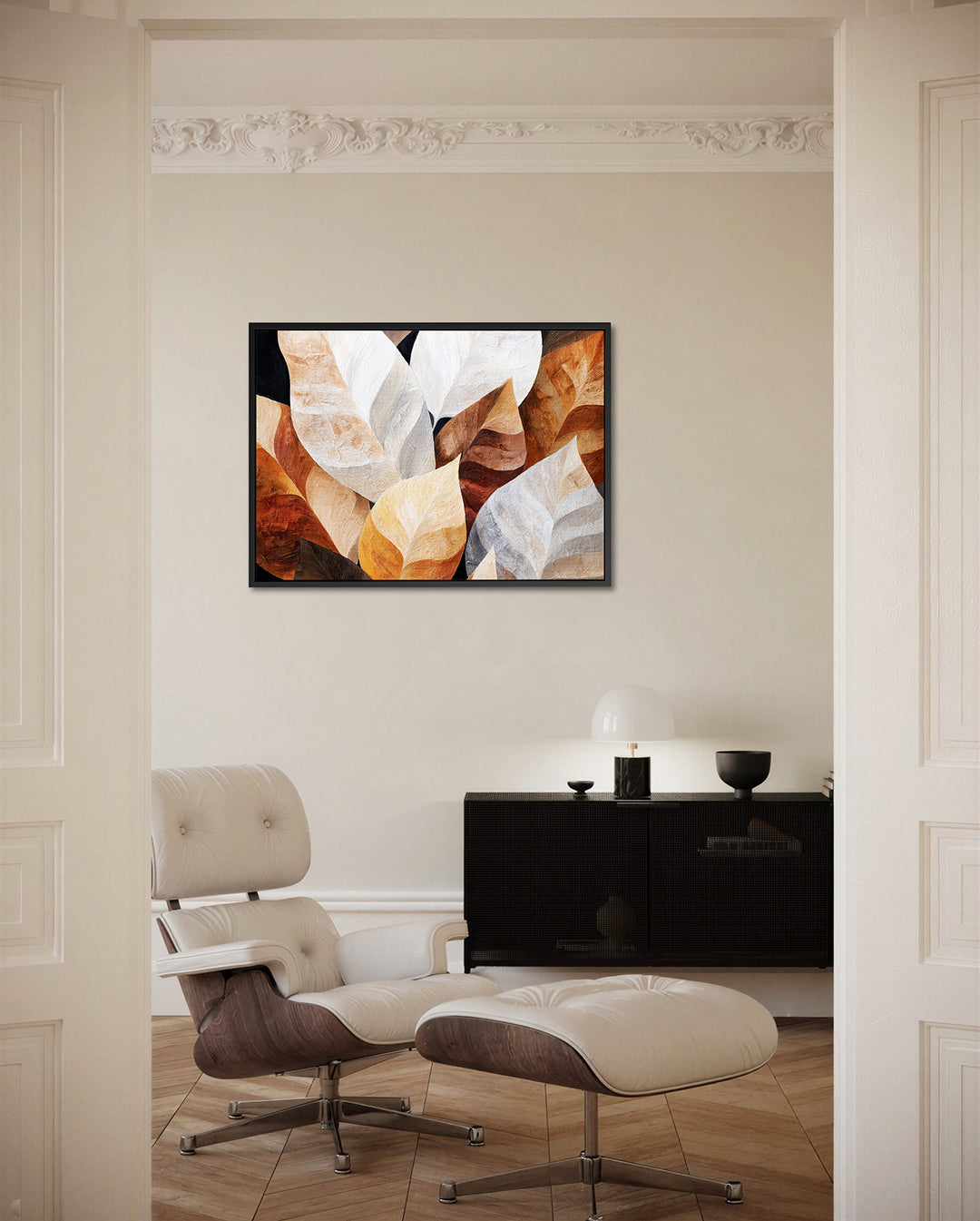 Organische bladvormen – Abstract kunstwerk – liggende wanddecoratie