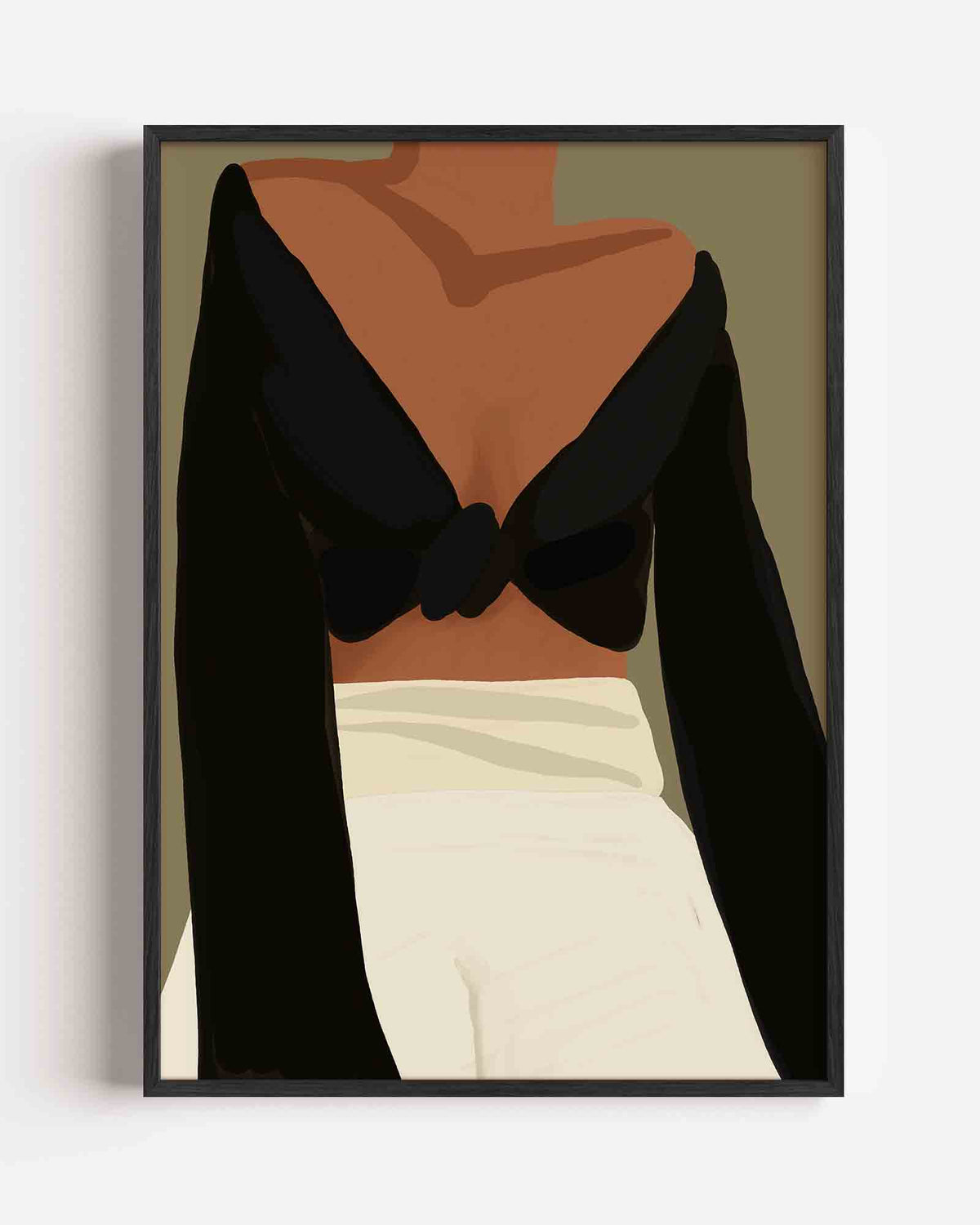 Vrouw in zwarte top – hedendaagse illustratie portret poster als wanddecoratie