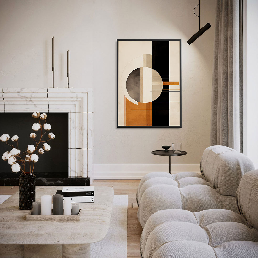 Geometrische vormen compositie – moderne staande wandkunst