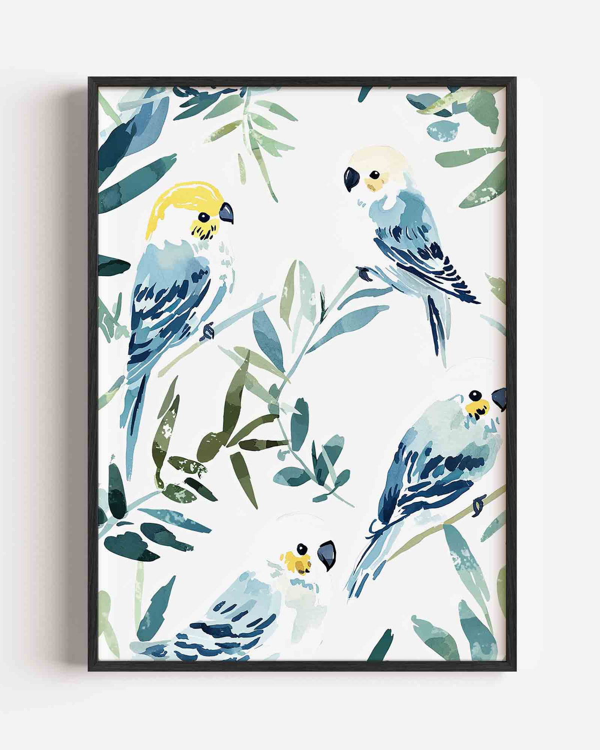 Papegaaien en bladeren – jungle portret poster als wanddecoratie