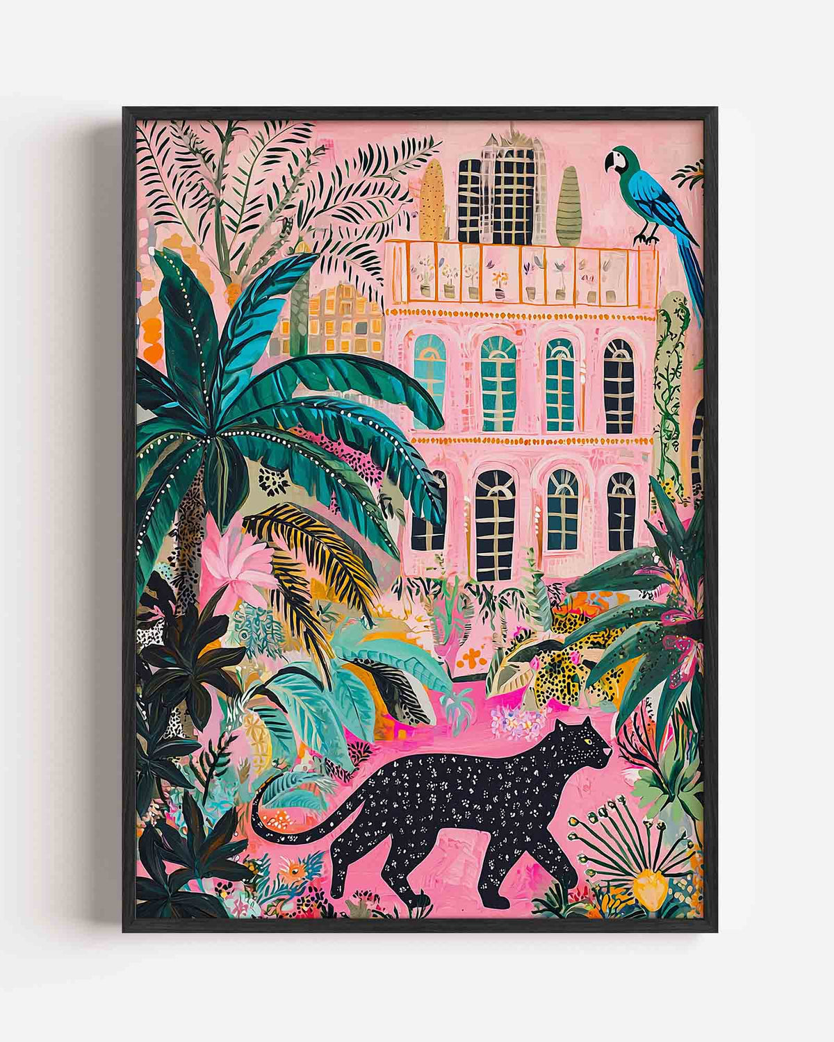 Panter en papegaai – dieren portret poster als wanddecoratie