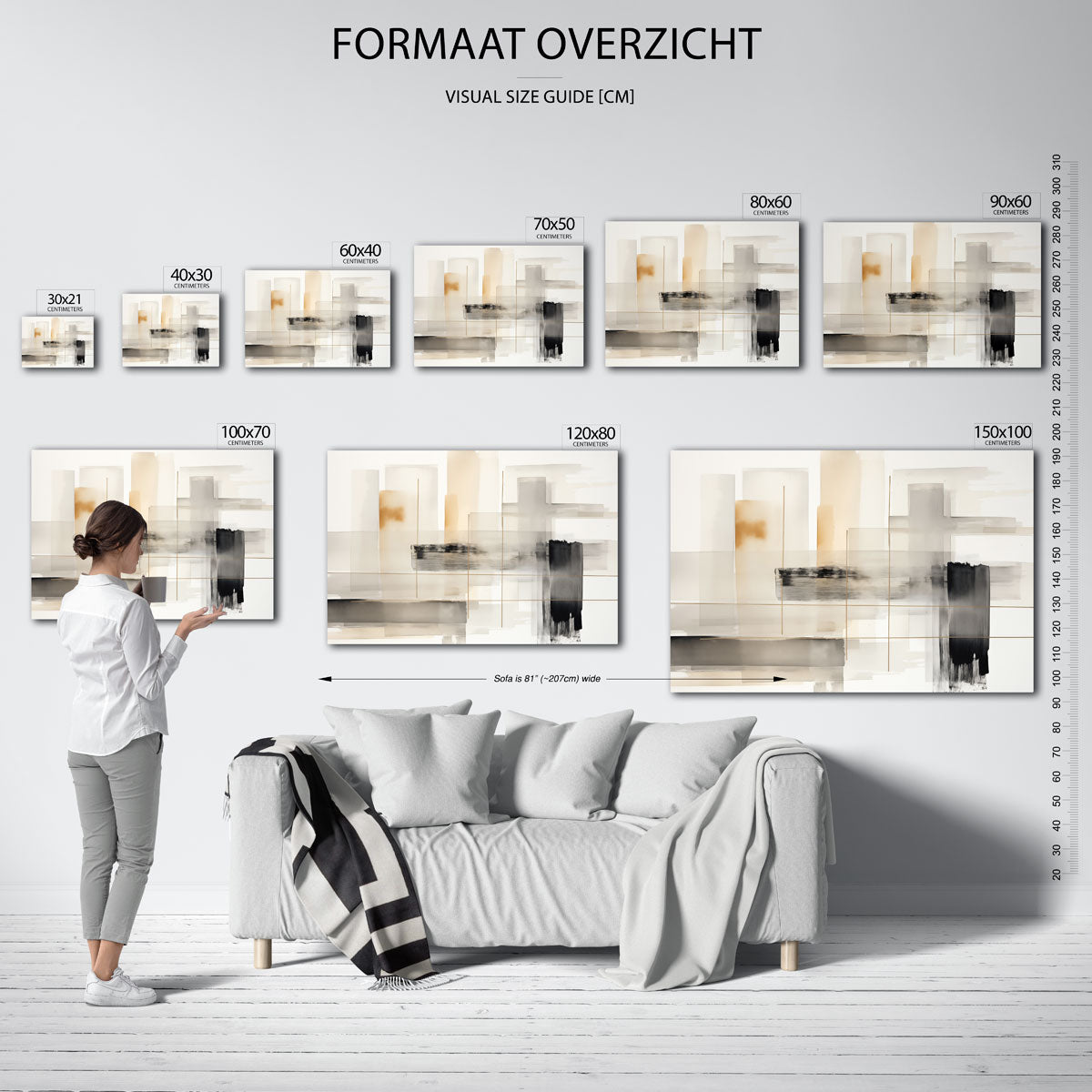 Abstracte vormen – liggende muurposter met abstracte vormen