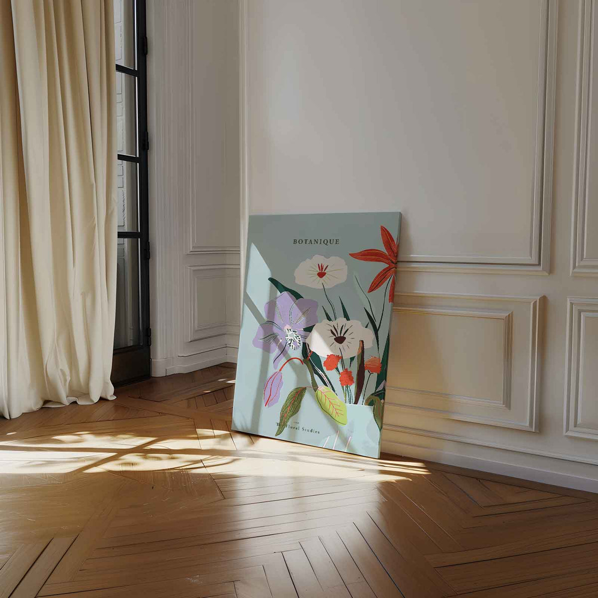 Bloemenpracht in Pastel – dibond wanddecoratie in staand formaat