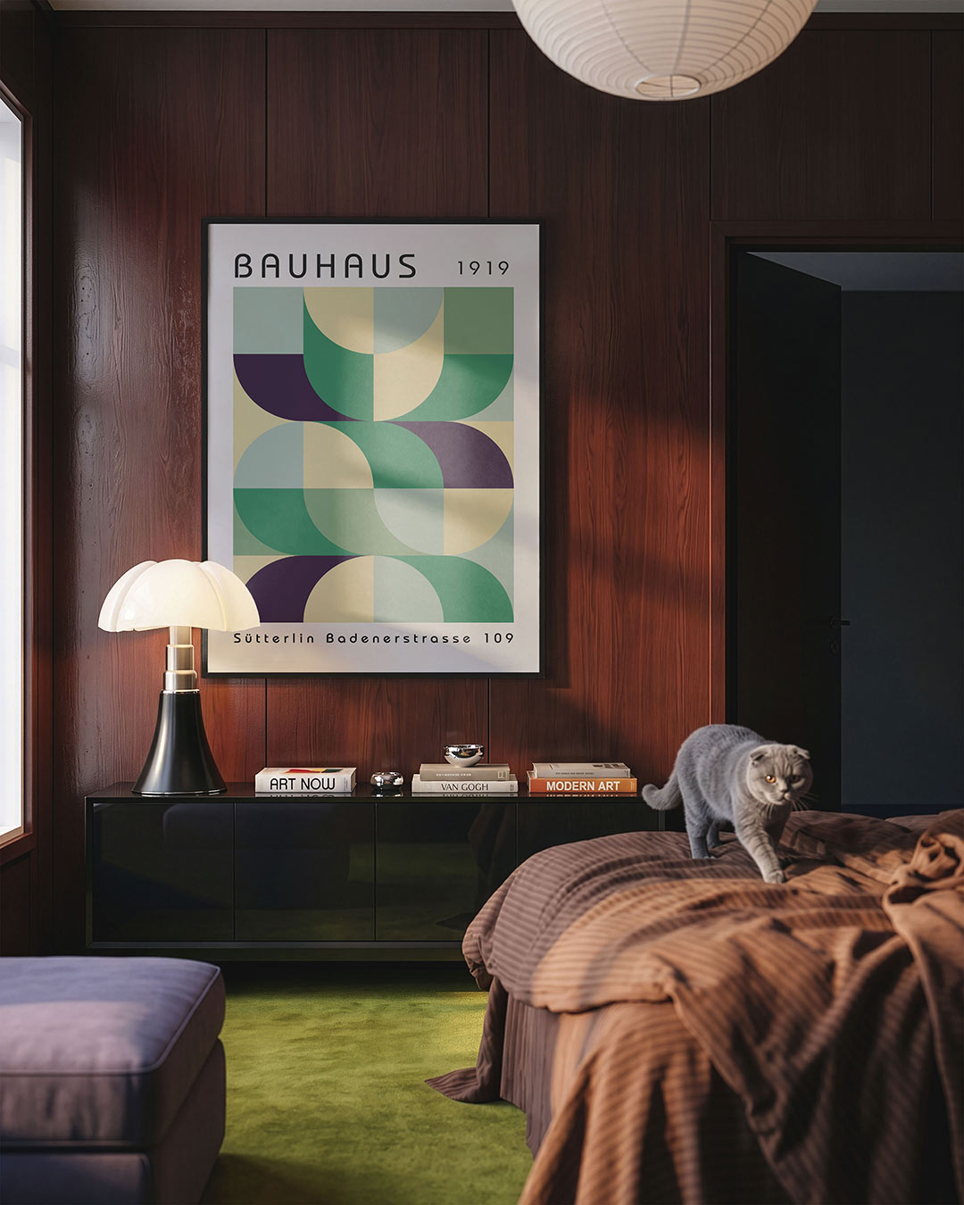 Vormritme en kleur – geometrische Bauhaus poster in staand formaat