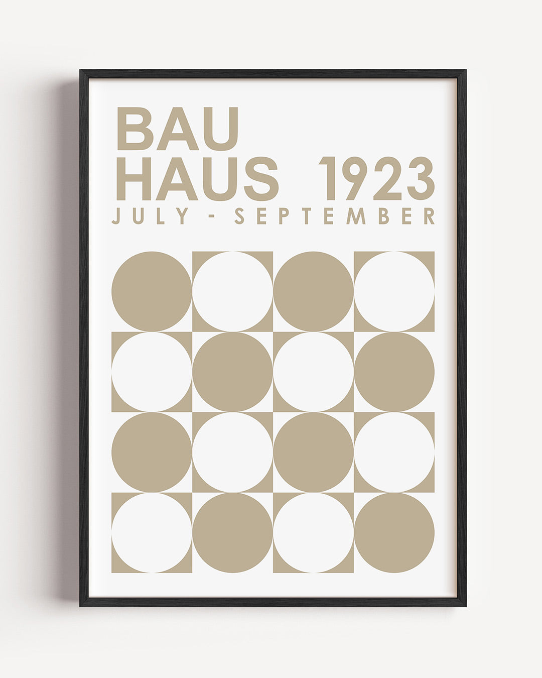 Cirkelritme en tekst – staande Bauhaus poster als wanddecoratie