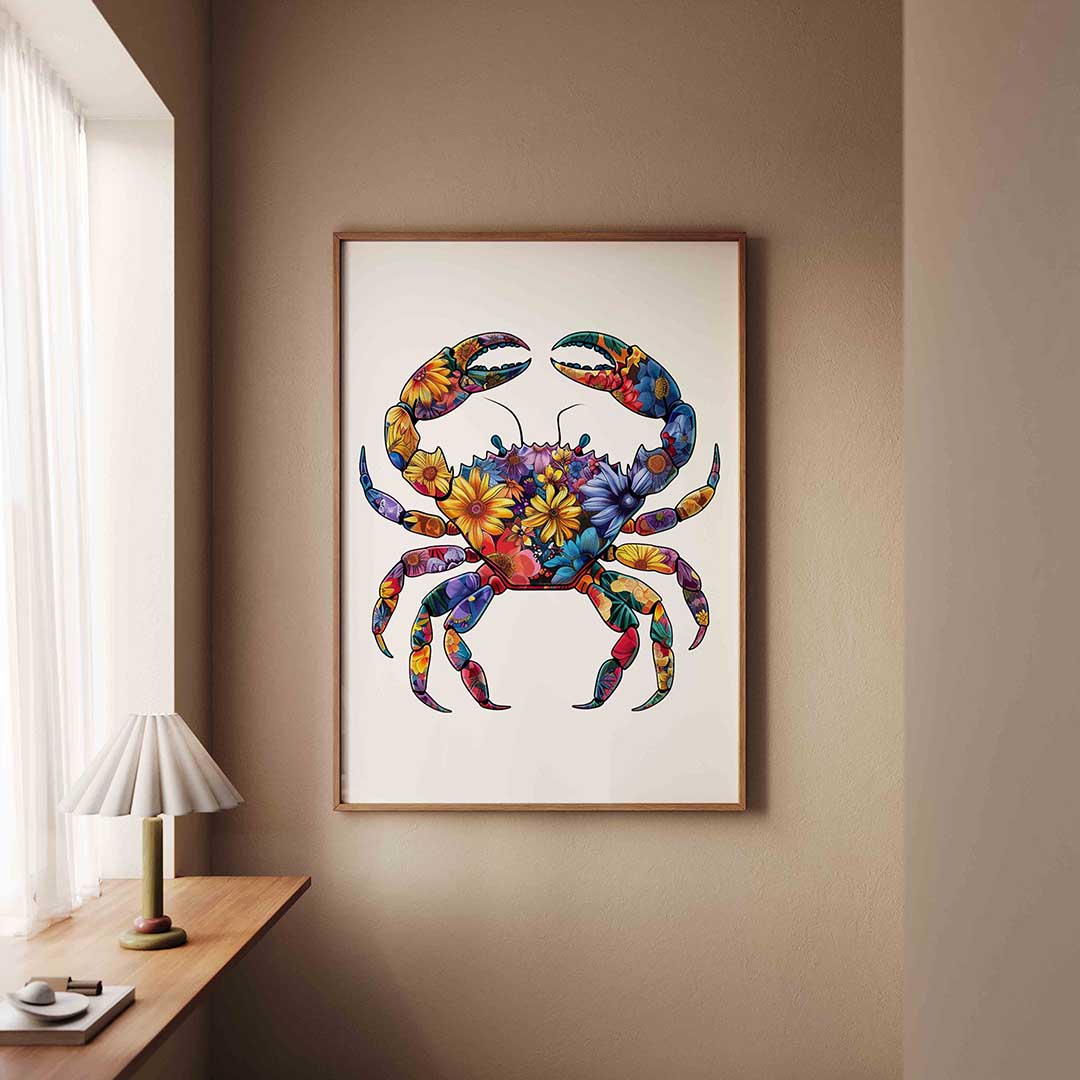 Bloemenkrab – staande dieren wanddecoratie van WallArtistic