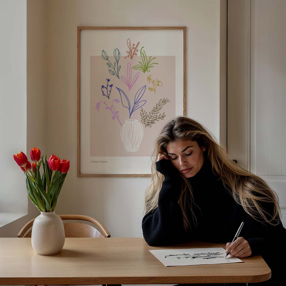 Vrolijke Bloemenvazen – bloemen poster in staand formaat