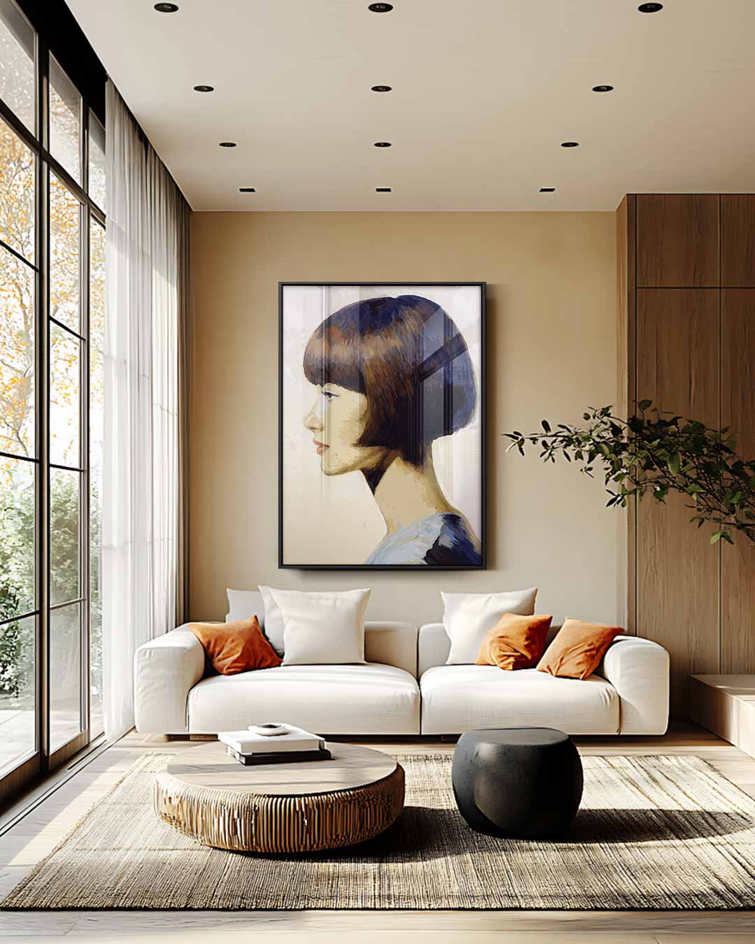 Modern Portret in Profiel – staand kunstwerk voor modern interieur