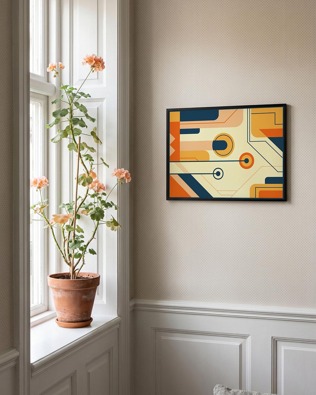Lijnen en vlakken – liggende Bauhaus poster voor aan de muur