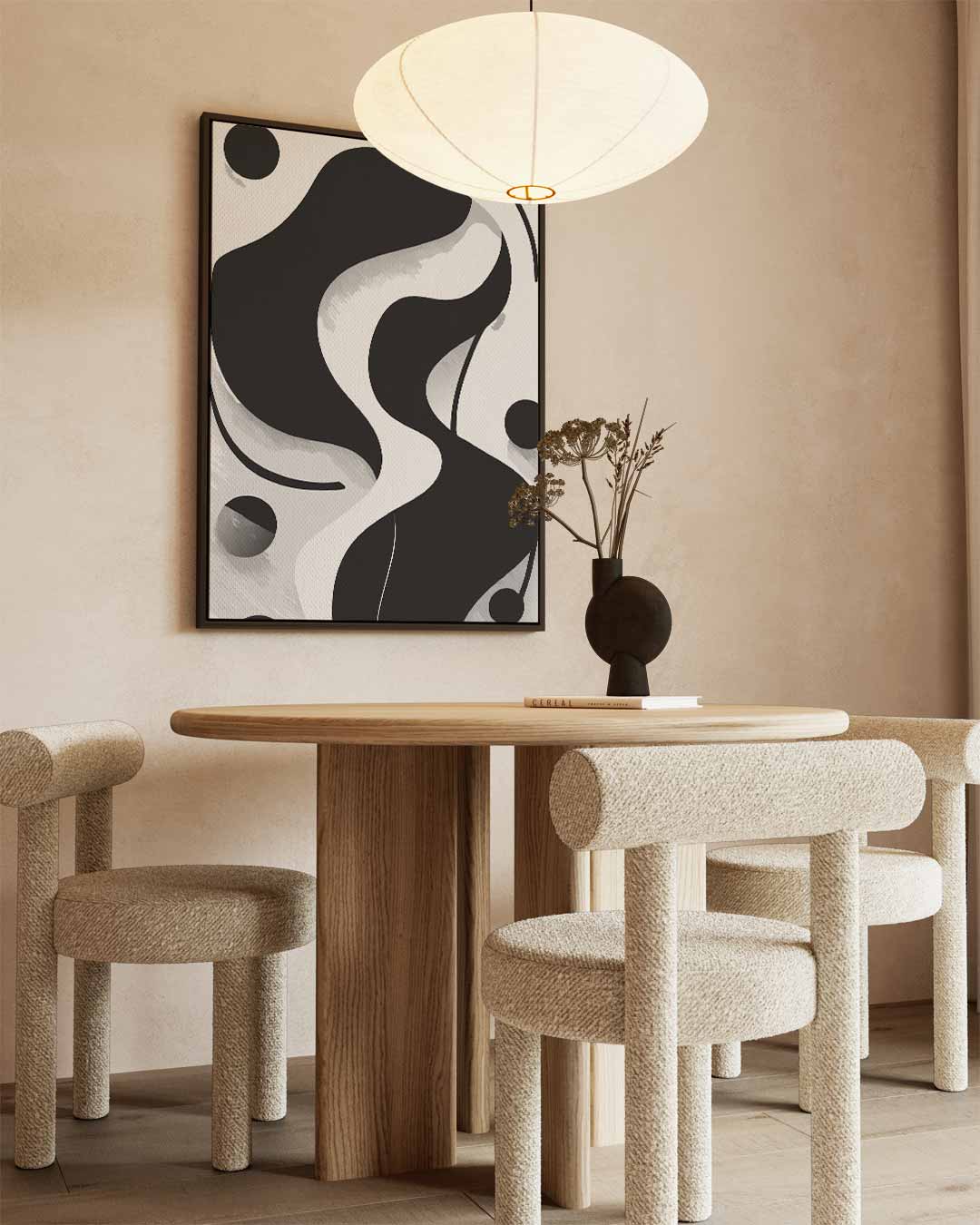 Modern Abstracte Vormen – kunstwerk met zwarte baklijst