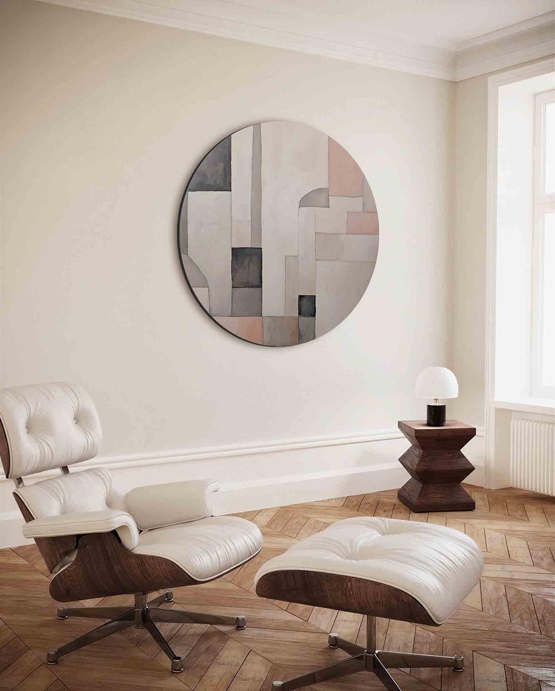 Abstracte vormen – kleurrijke ronde wanddecoratie van WallArtistic