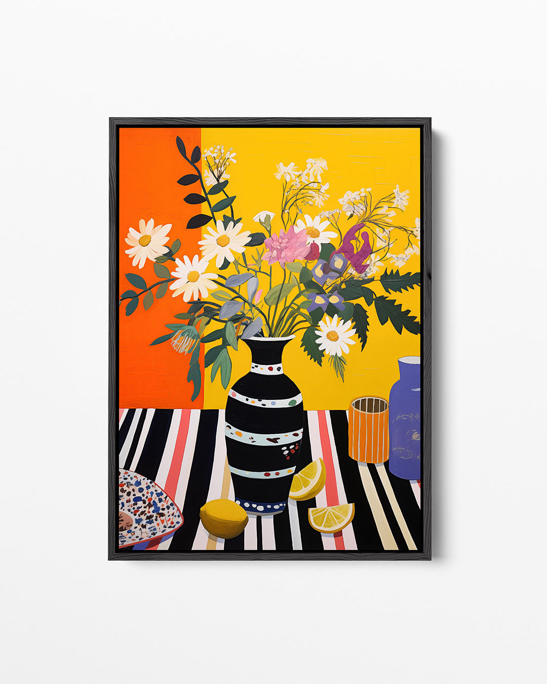 Bloemen en strepen – staand wanddecoratie kunstwerk