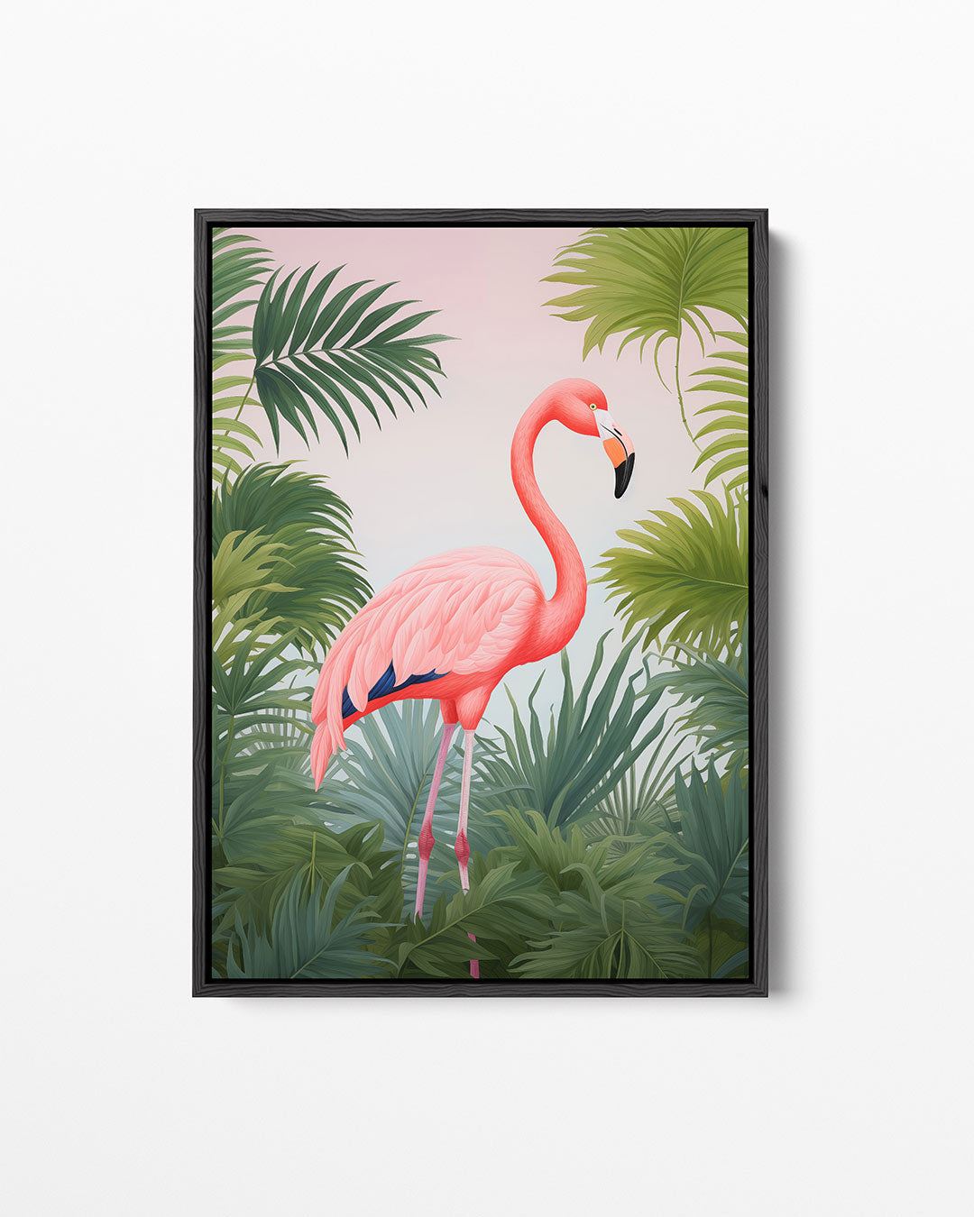 Flamingo in bladeren – staand wanddecoratie kunstwerk