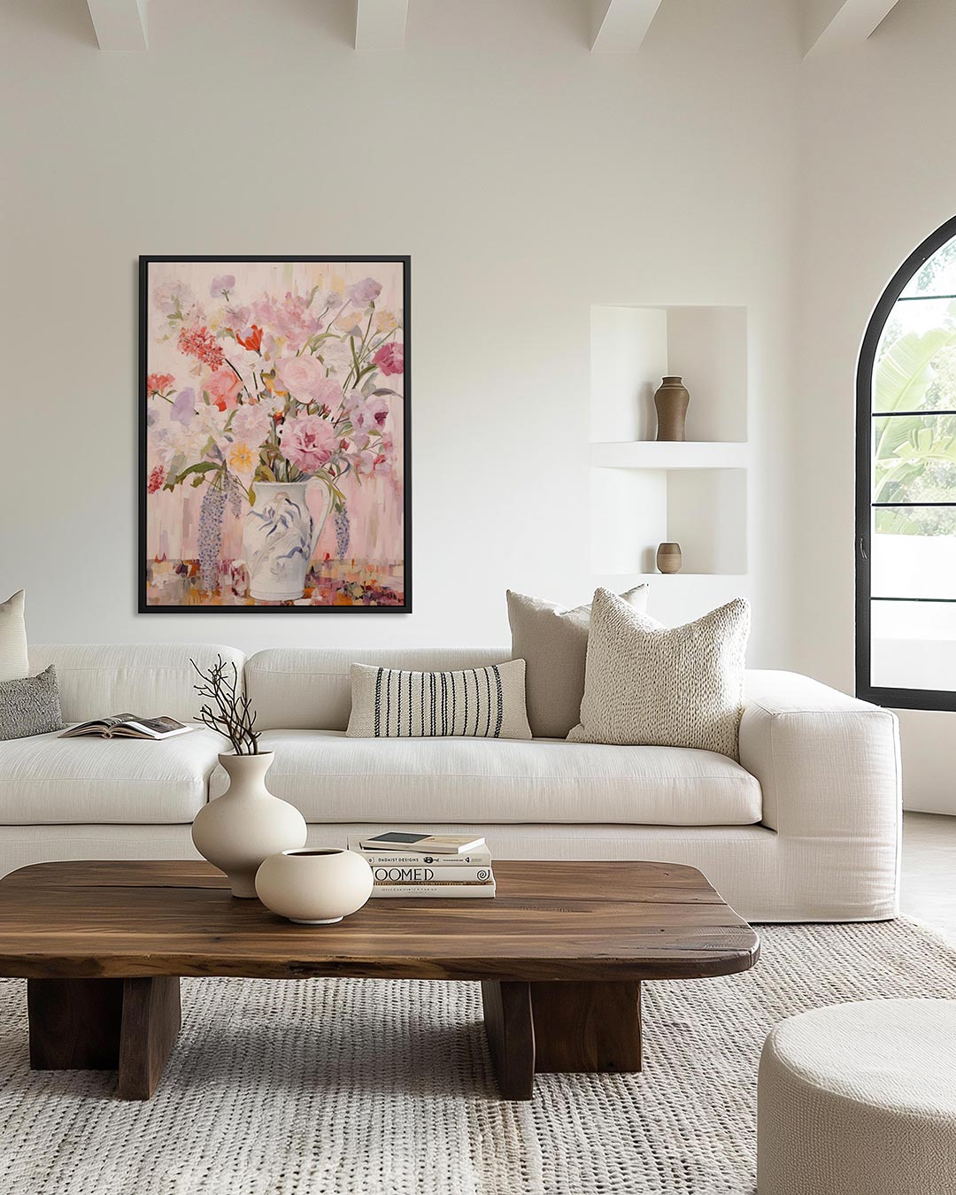Bloemrijke compositie – moderne staande wandkunst