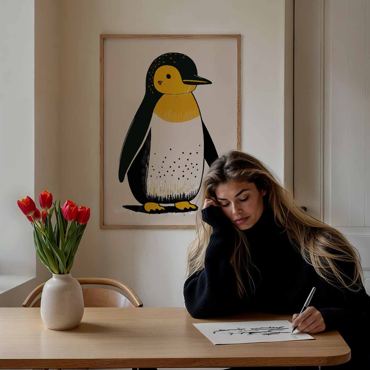 Schattige Pinguïn – staande muurposter voor de kinderkamer