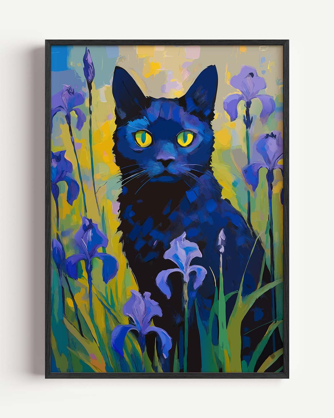 Mystieke Kat in Bloementuin – dieren portret poster als wanddecoratie