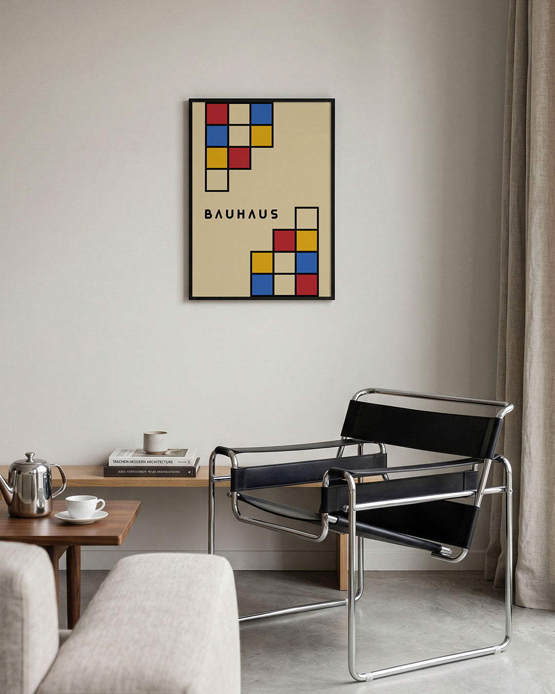 Vorm en kleurvlakken – geometrische Bauhaus poster in staand formaat