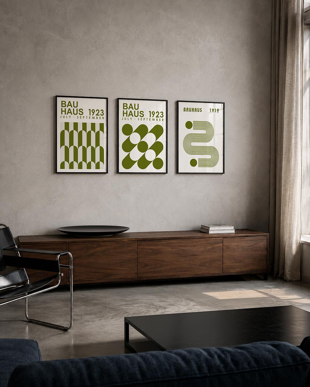 Vorm en ritme posterset – tweede productweergave – deze posterset in drie delen toont een speelse wisselwerking van groene en