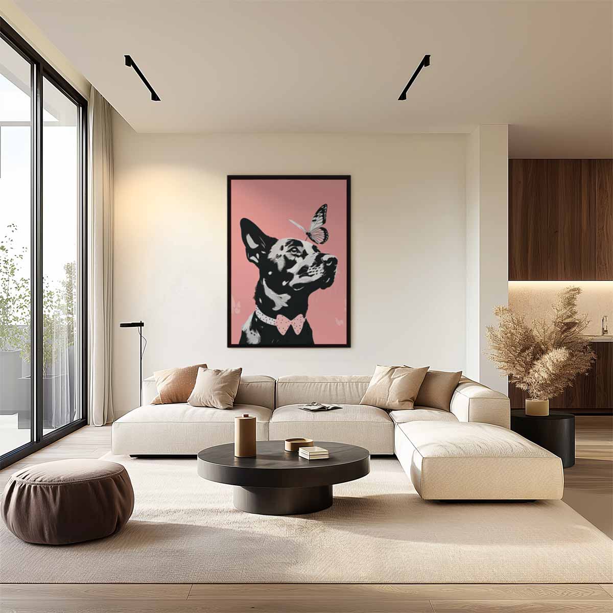 Opera d'arte Cane e Farfalla Sognante