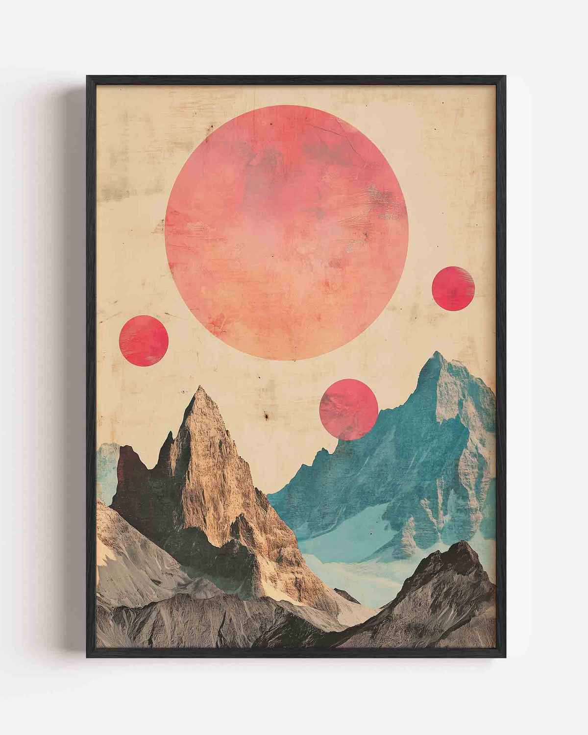 Bergen en cirkels – surrealistische portret poster als wanddecoratie