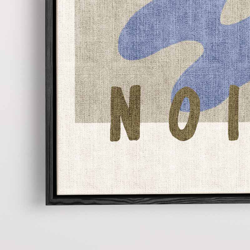 Retro Abstract Blauw en Bruin Poster – kunstwerk met zwarte baklijst