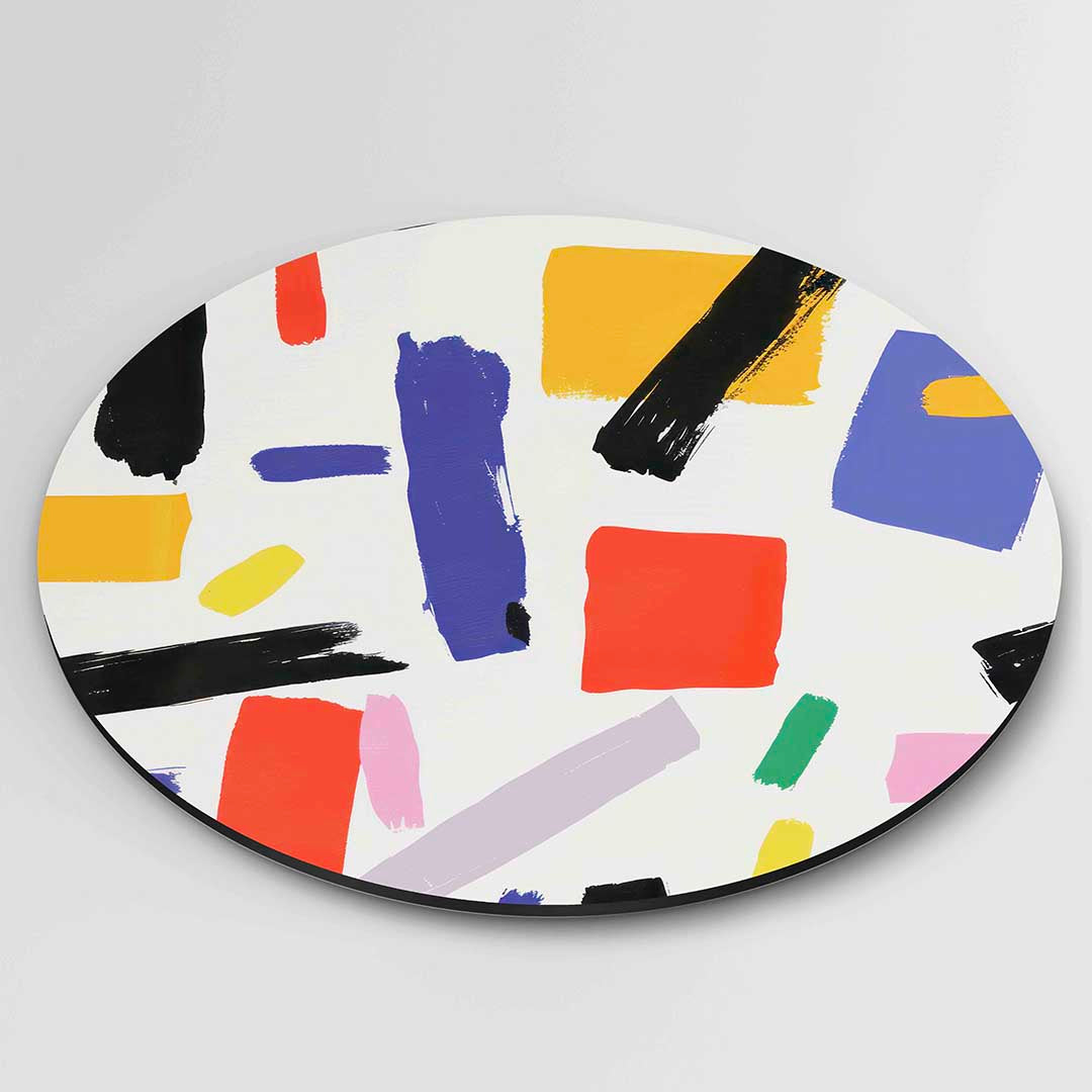 Abstracte vormen – kleurrijke ronde wanddecoratie van WallArtistic