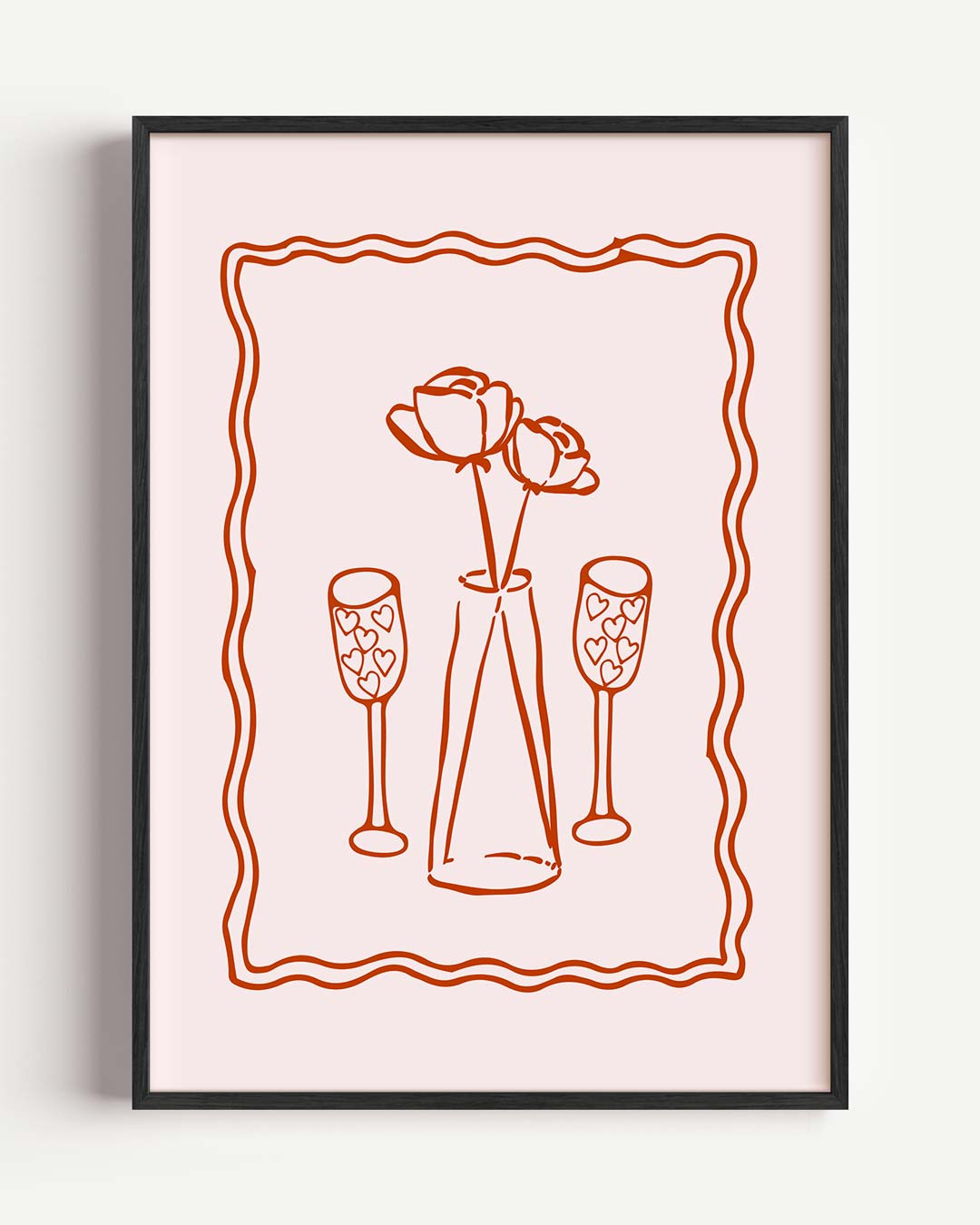 Romantische Bloemen en Hartjes – keuken portret poster als wanddecoratie