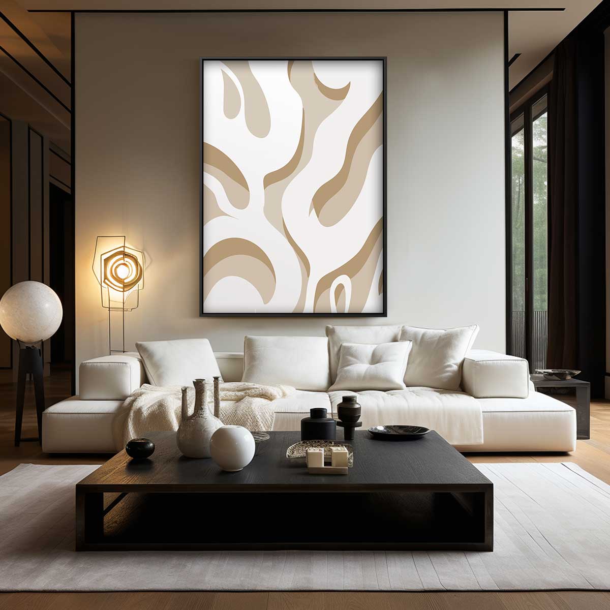 Vloeiende Lijnen Canvas – modern portret kunstwerk van WallArtistic