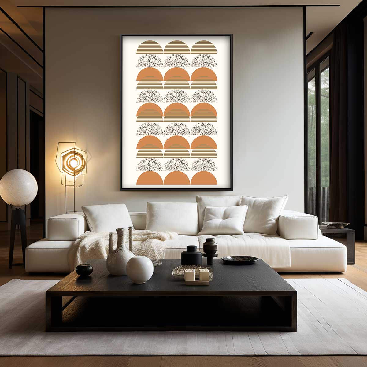Retro Half Cirkel Patroon – staand kunstwerk voor modern interieur