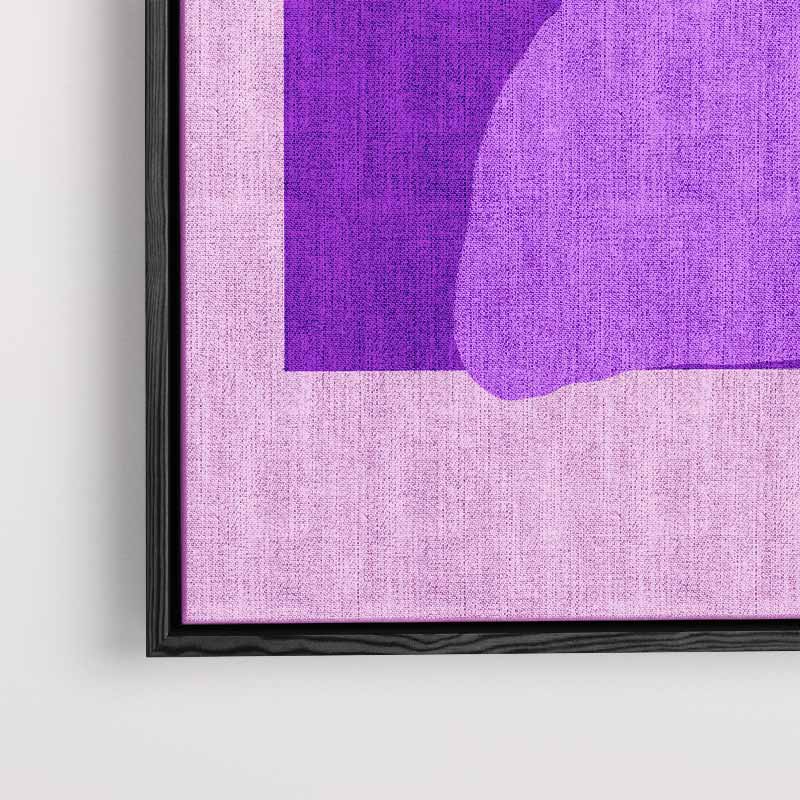 Speelse Paarse Vormen – kunstwerk met zwarte baklijst
